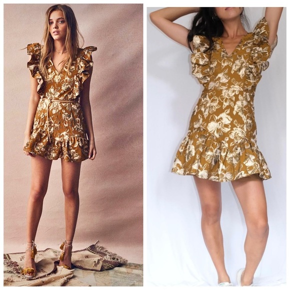 love shack fancy Dresses & Skirts - Love Shack Fancy Alanis Brocade’s Ruffle Sleeve Dress